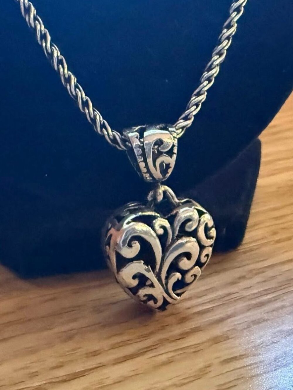 Sterling Silver Necklace with Sterling Heart Pendant - 24 Inch Chain
